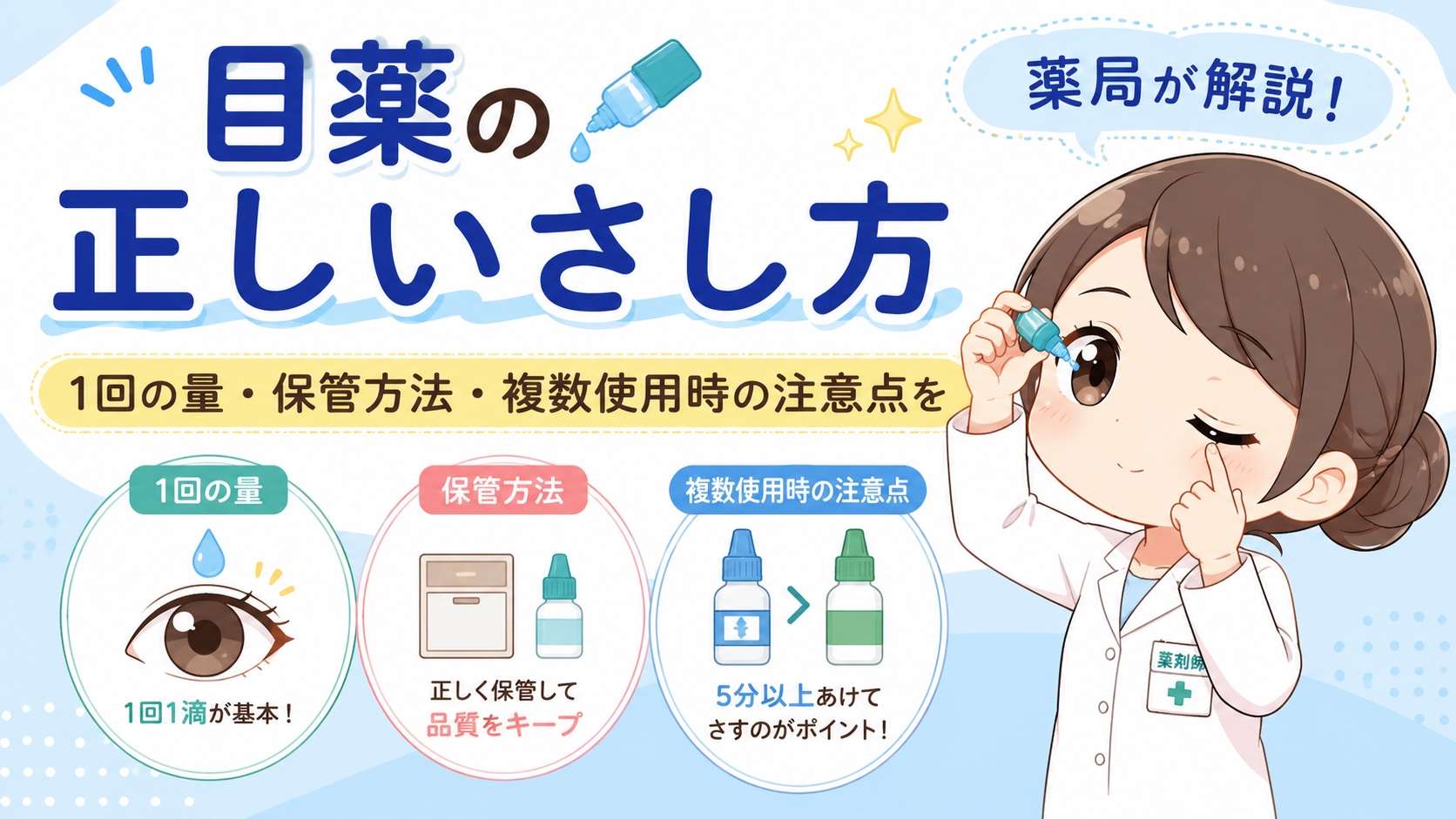 目薬の正しいさし方|1回の量・保管方法・複数使用時の注意点を薬局が解説
